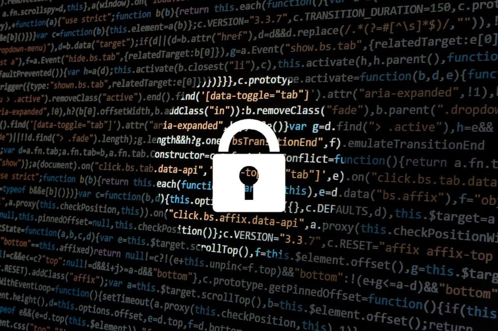 セキュリティ警告とコードが表示された画面