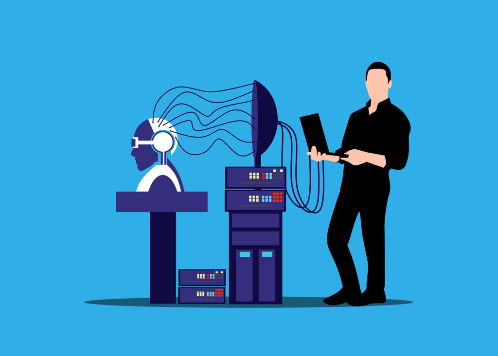セキュアなAI開発インフラをイメージしたデータセンターのサーバーラック