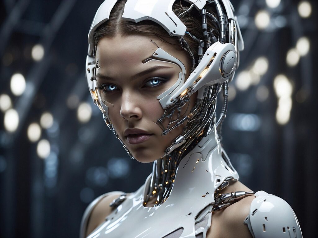 汎用人工知能をイメージした人型ロボットとデータの球体