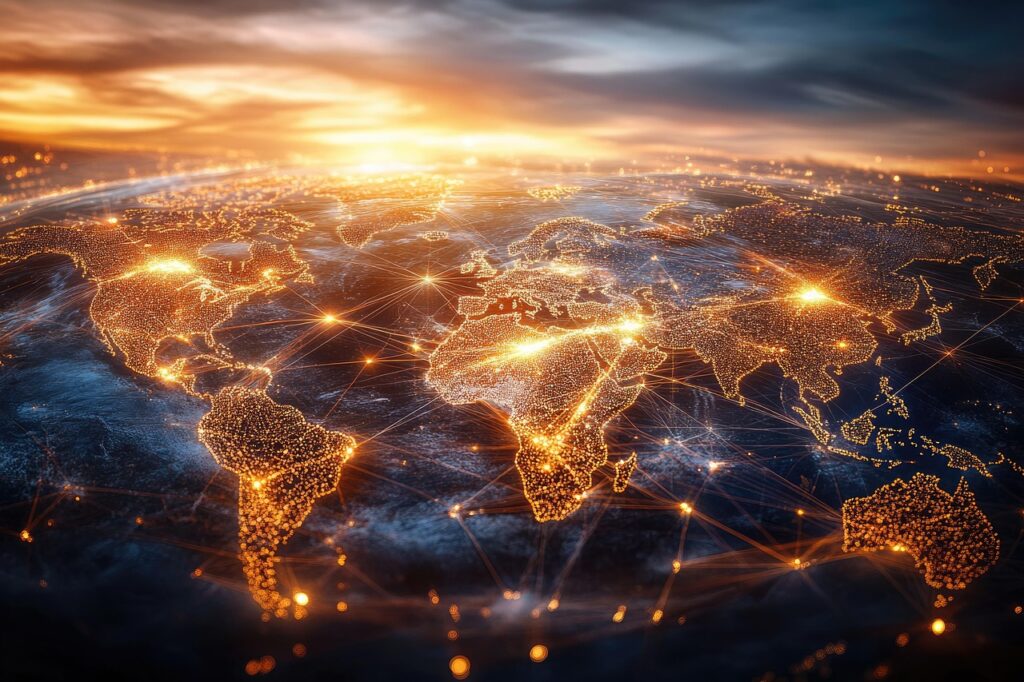 データの効率的なルーティングとタスクの振り分けを表現した抽象図