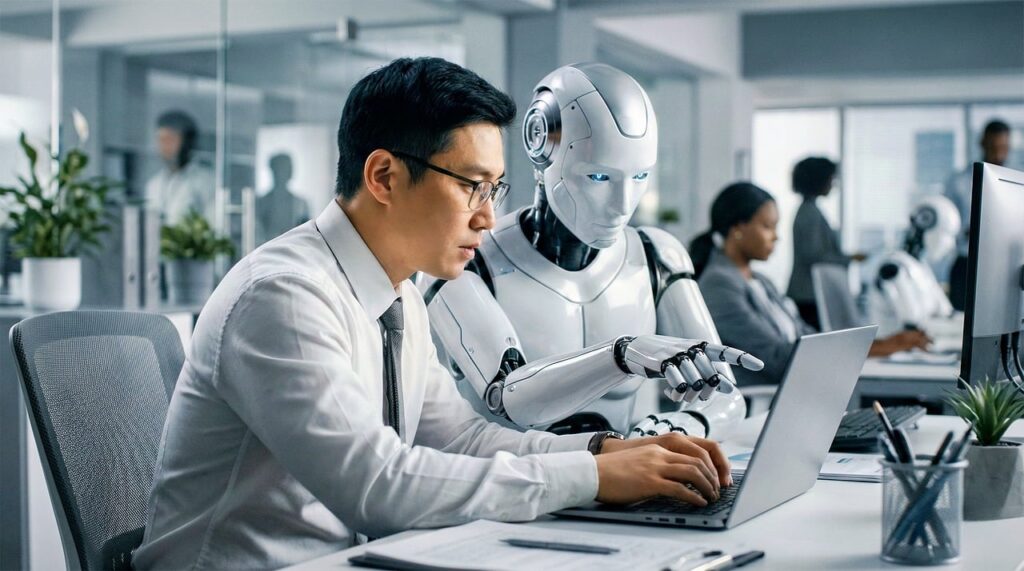 複数のAIモデルが連携してタスクを処理するイメージ