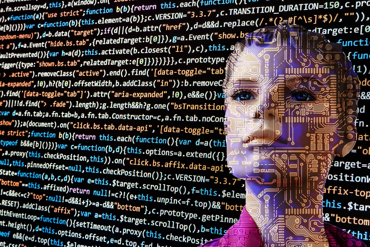 AI開発とAPI統合を表現したデジタルなワークスペース