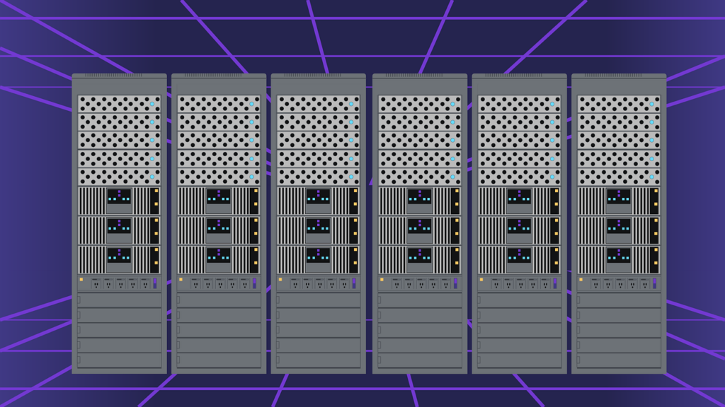 プライベートクラウドのインフラを象徴するデータセンターのサーバーラック