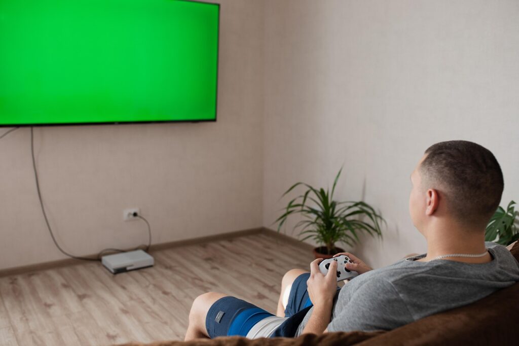 高精細なゲーム画面とコントローラー