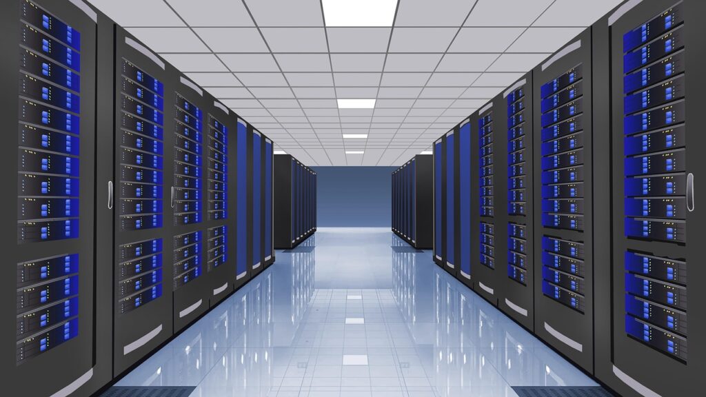 クラウドインフラを象徴するデータセンターのサーバーラック